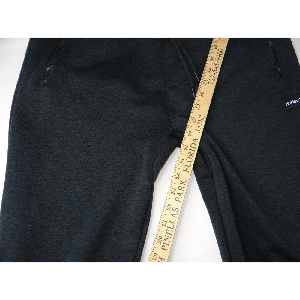 Hurley Black Jogger Sweatpants Athletic Lounge Drawstring Zipper Pockets Size L‎